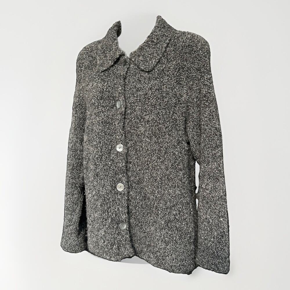 Talbots Italian Wool Blend Bouclé Button-Front Jacket Size Medium Vintage Gray - Picture 2 of 12